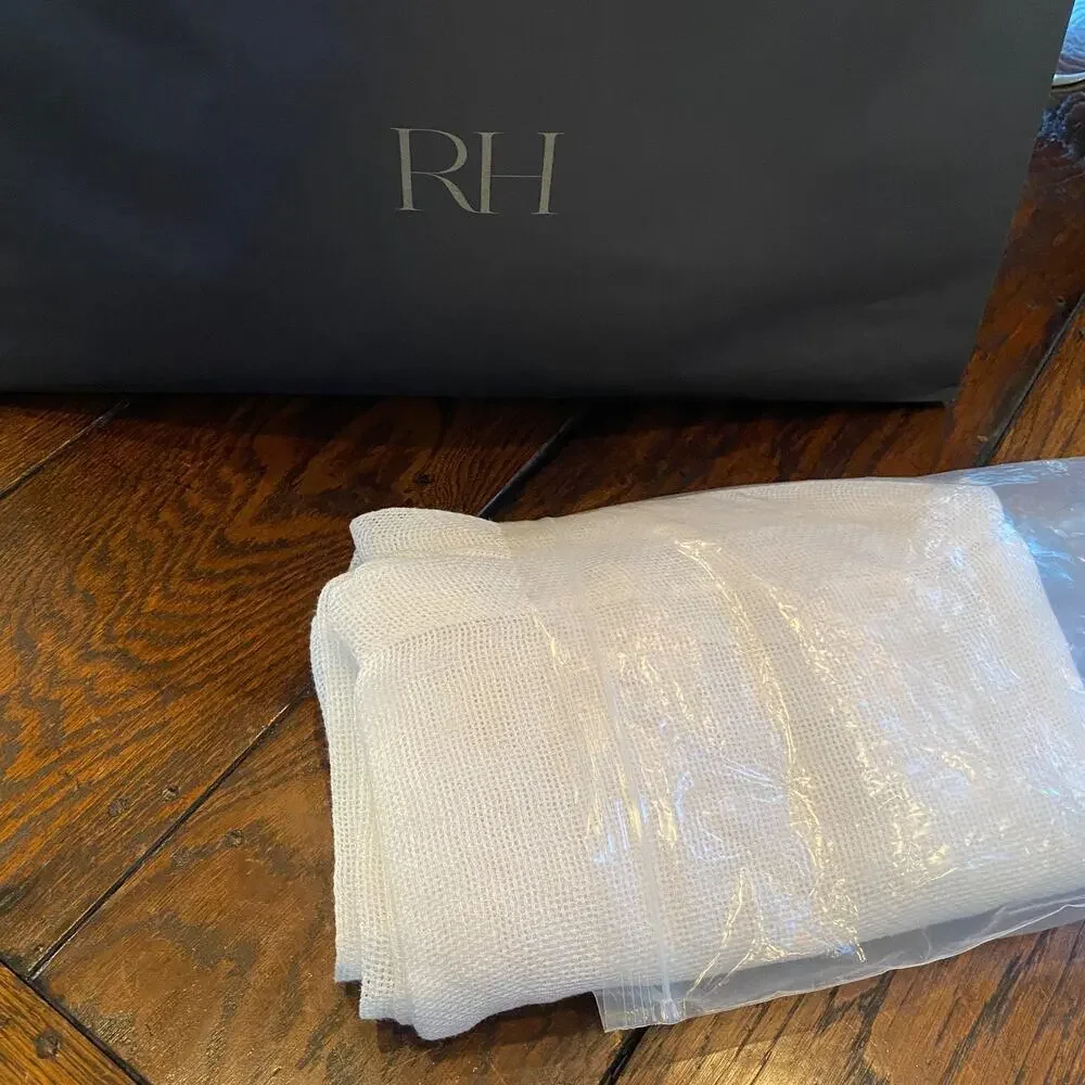 NWT Restoration Hardware Italian Linen Mesh Sheer Curtain 50 x 84 White 1 Panel